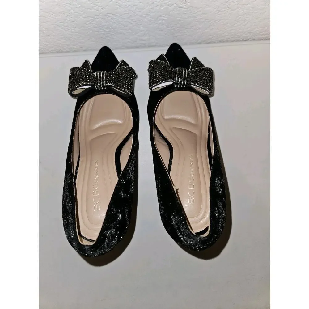 New With Box! Bcbgeneration Bissha-2 Velour Pump With Bling Bow Women's 5.5